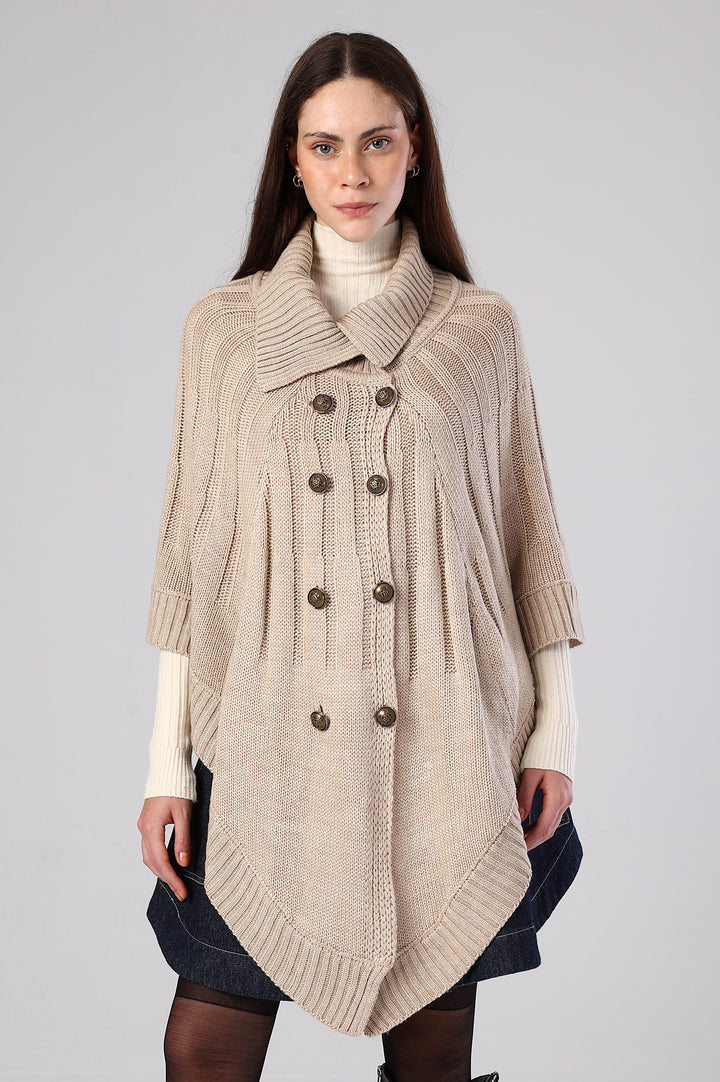 Eclipse Double-Breasted Knit Poncho