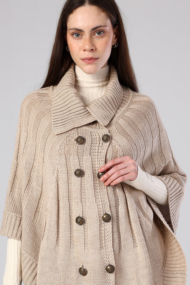 Eclipse Double-Breasted Knit Poncho