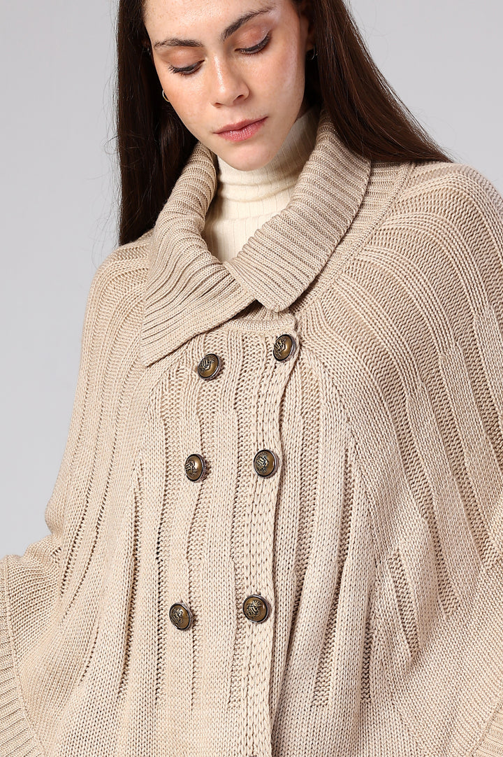 Eclipse Double-Breasted Knit Poncho