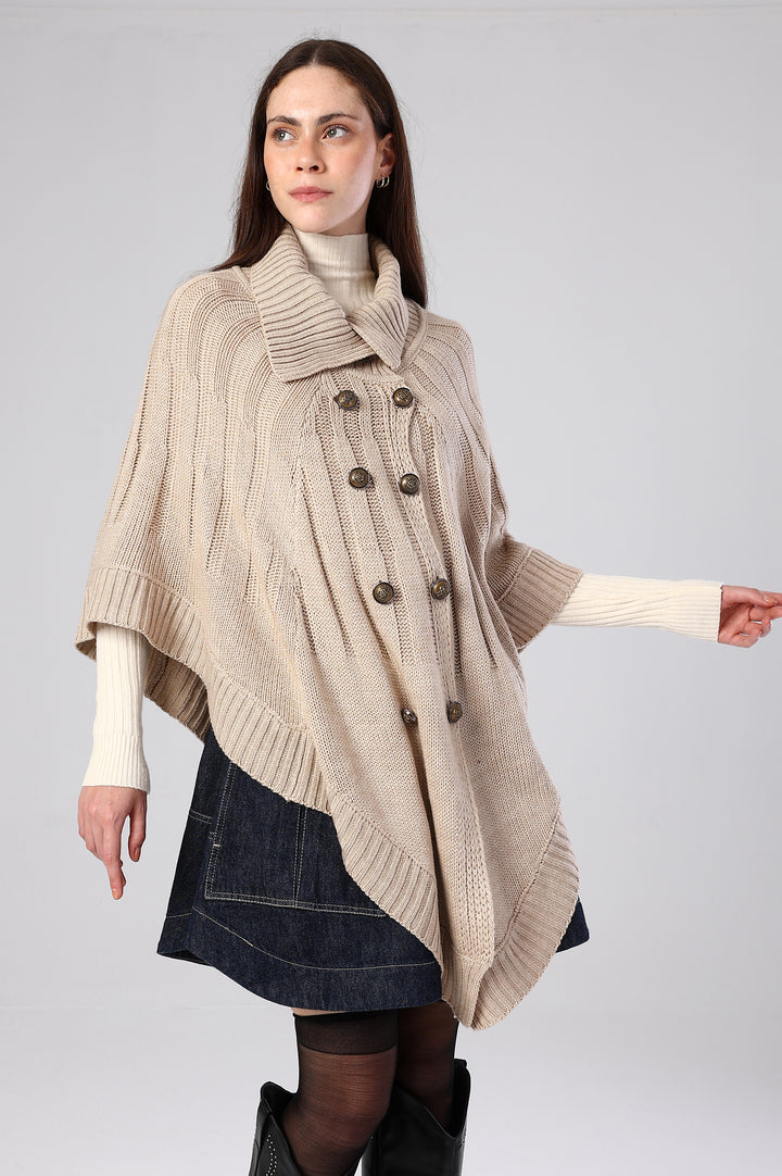 Eclipse Double-Breasted Knit Poncho