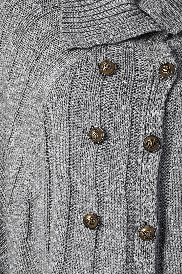 Eclipse Double-Breasted Knit Poncho