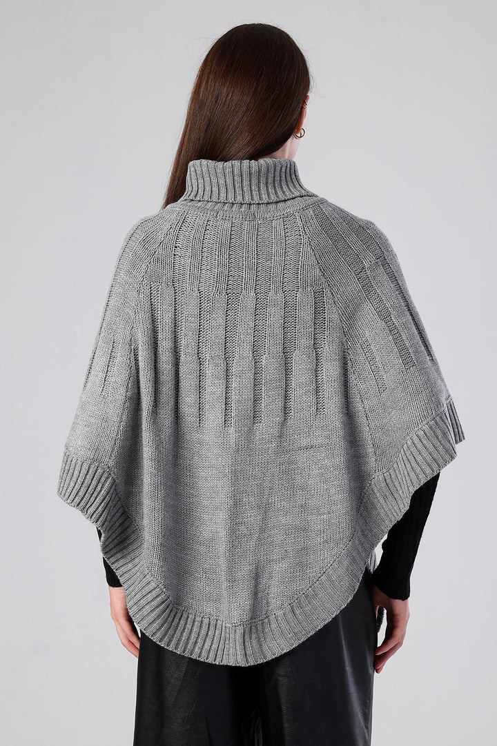 Eclipse Double-Breasted Knit Poncho