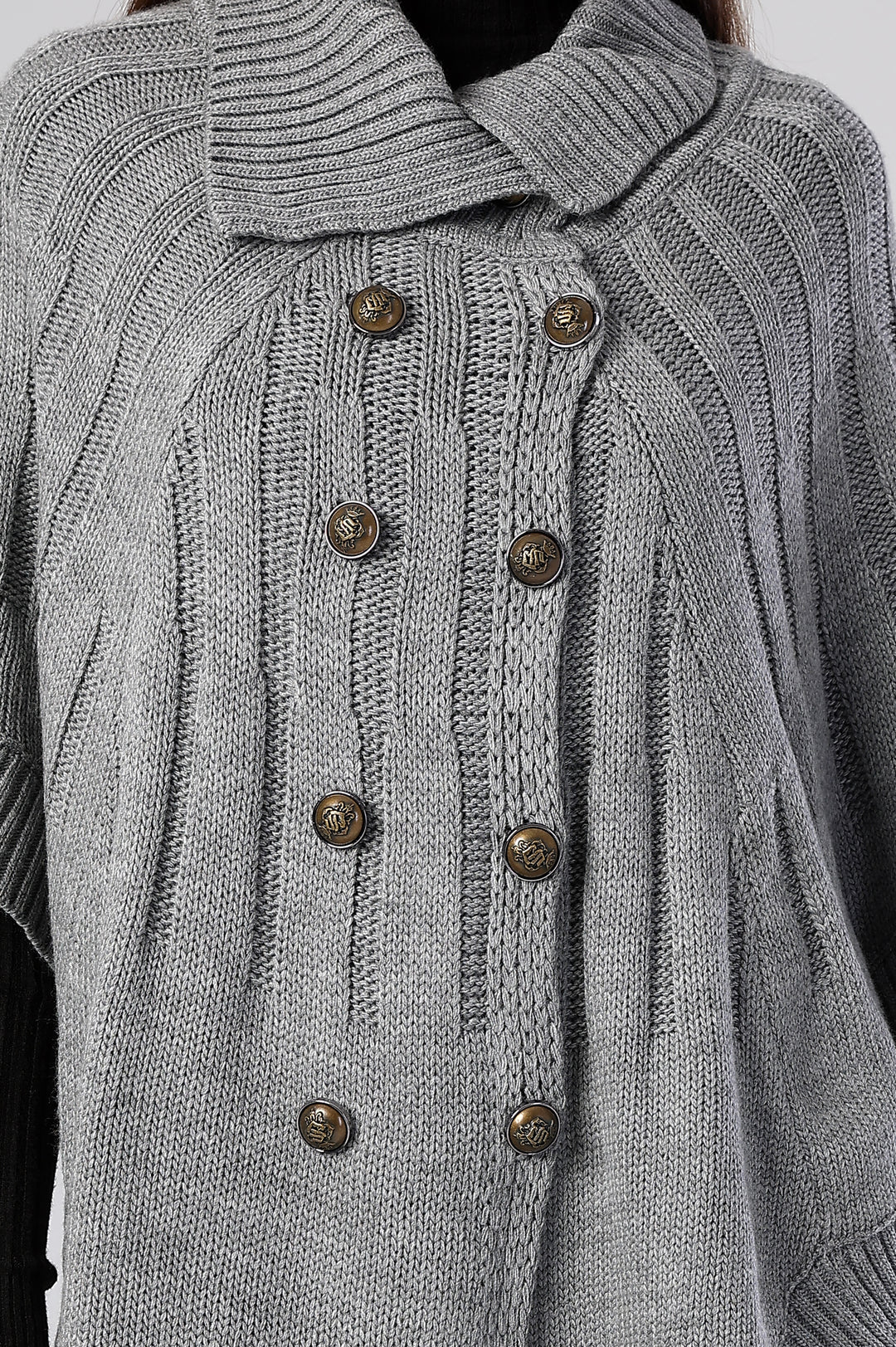 Eclipse Double-Breasted Knit Poncho