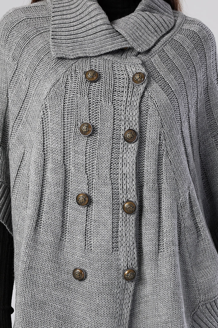 Eclipse Double-Breasted Knit Poncho