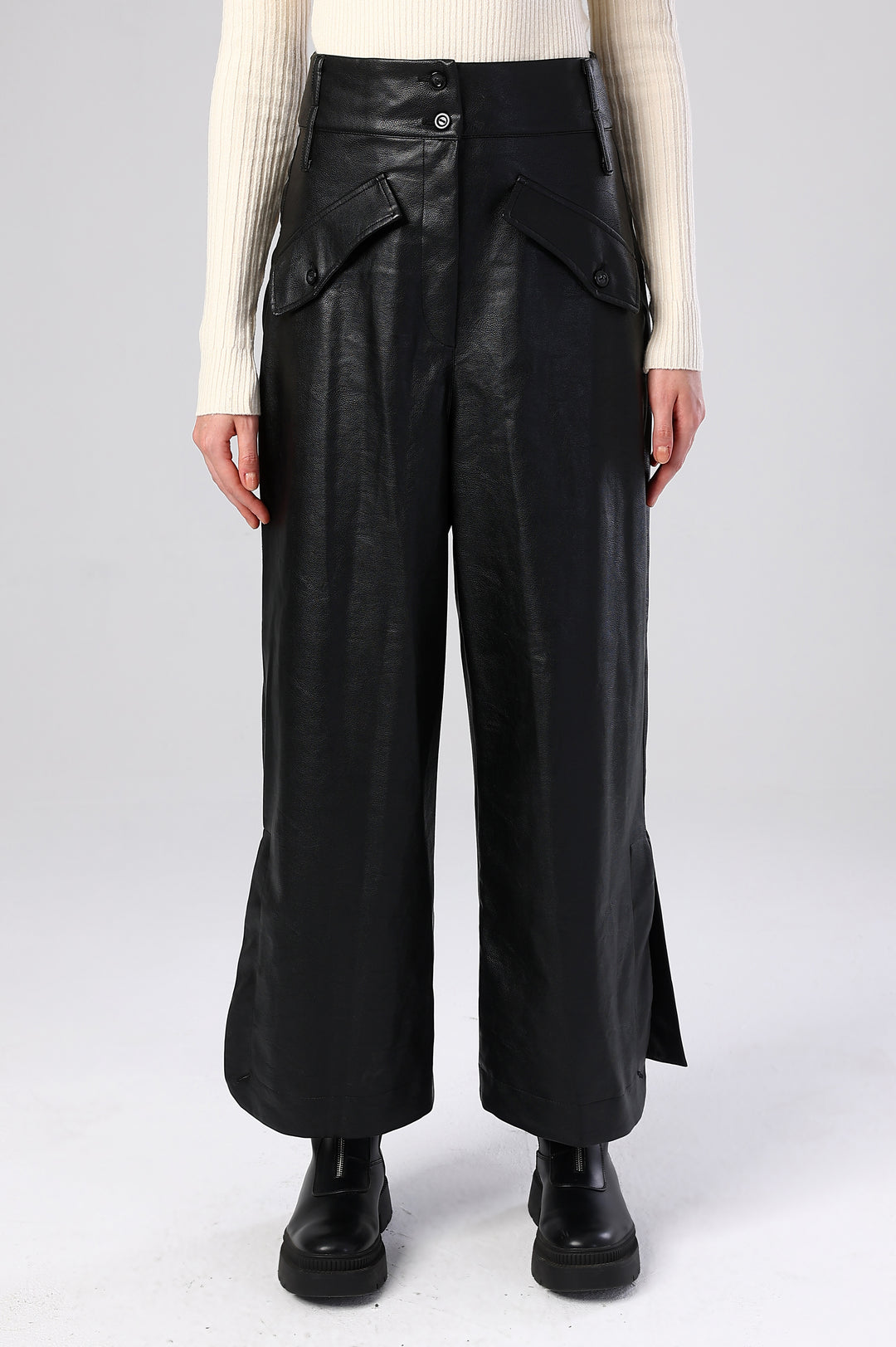 The Frontier Wide-Leg Leather Pants