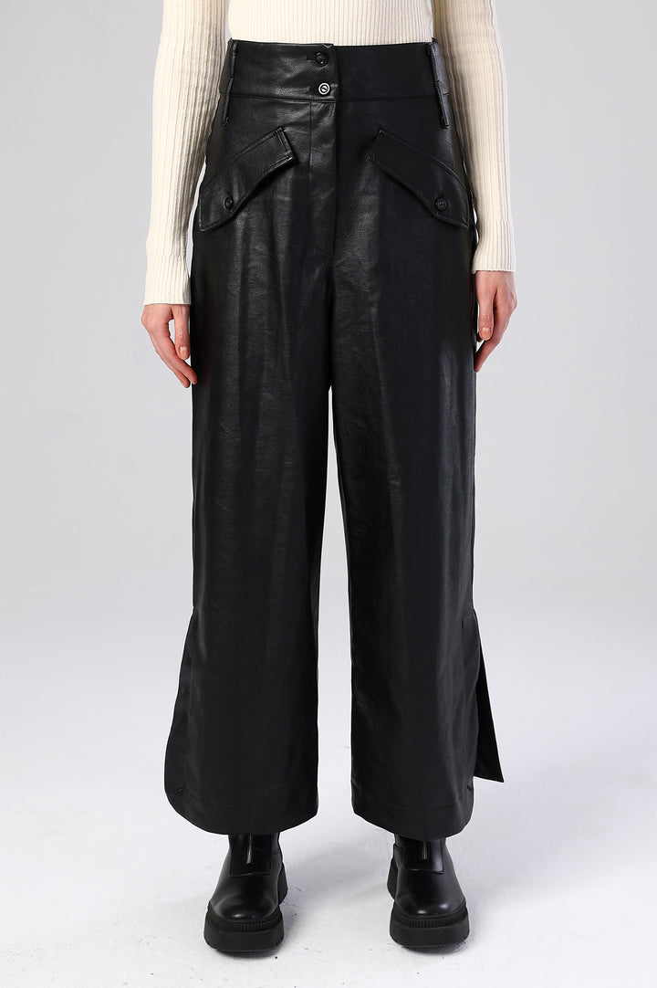 The Frontier Wide-Leg Leather Pants