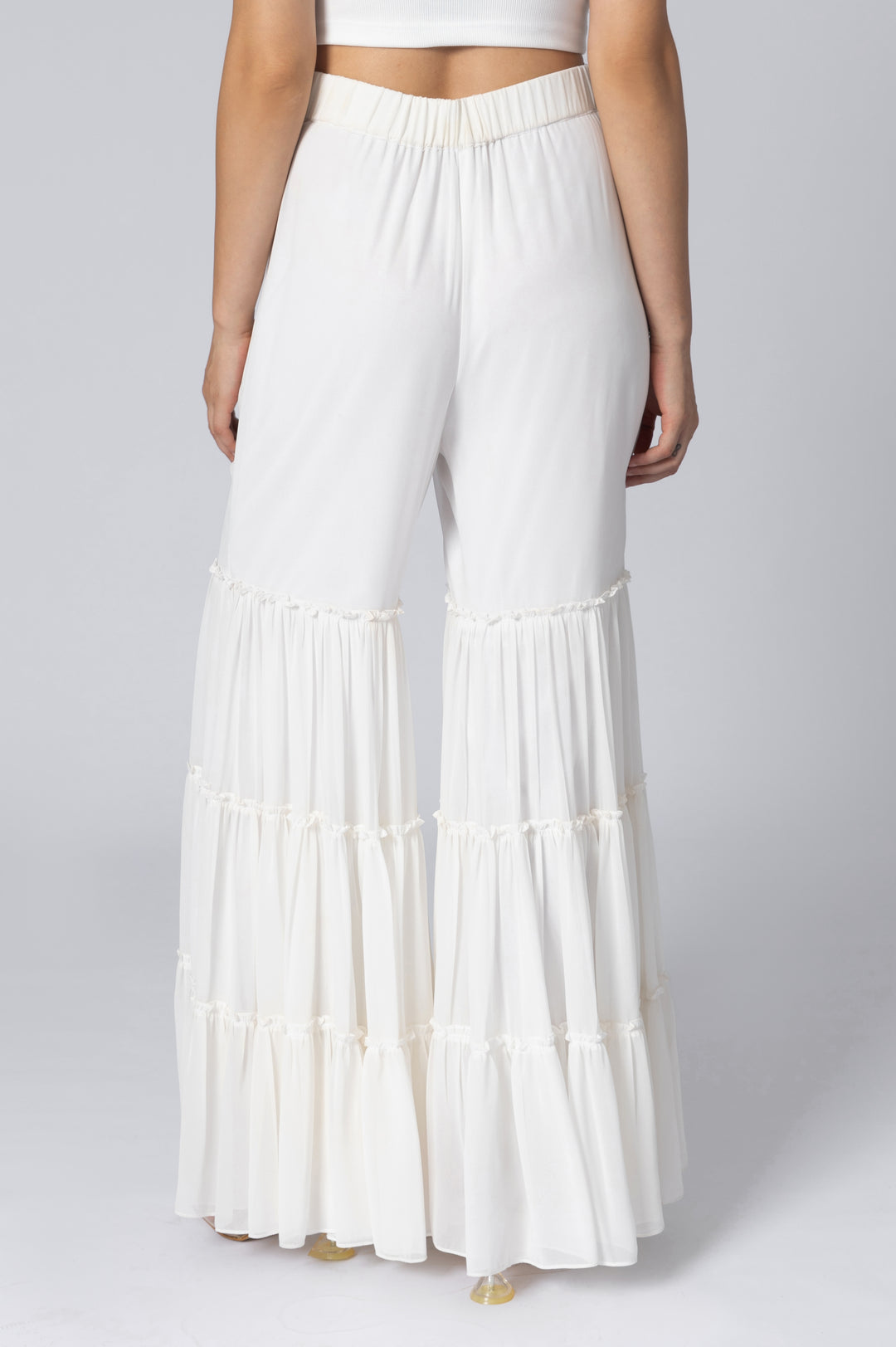 White Flare Pleated Pants