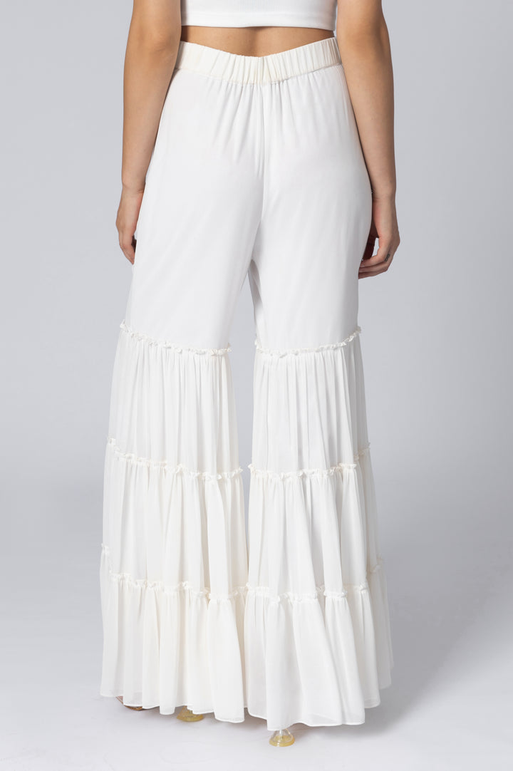 White Flare Pleated Pants