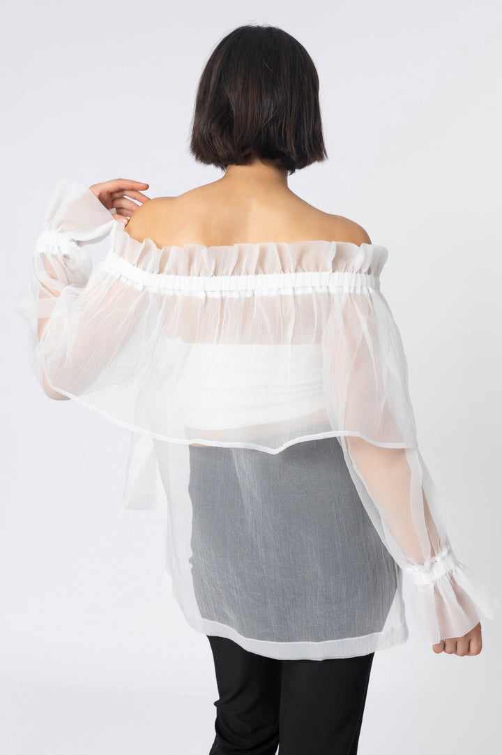 White Off Shoulder Organza Top