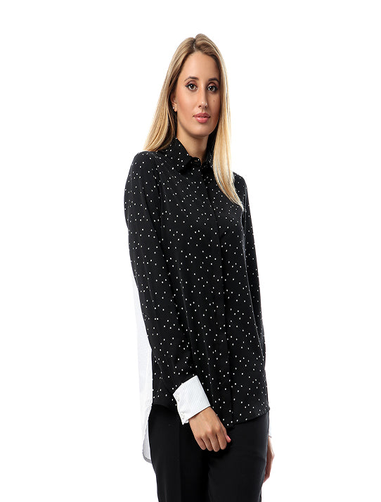 Contrast Dotted Pattern Blouse