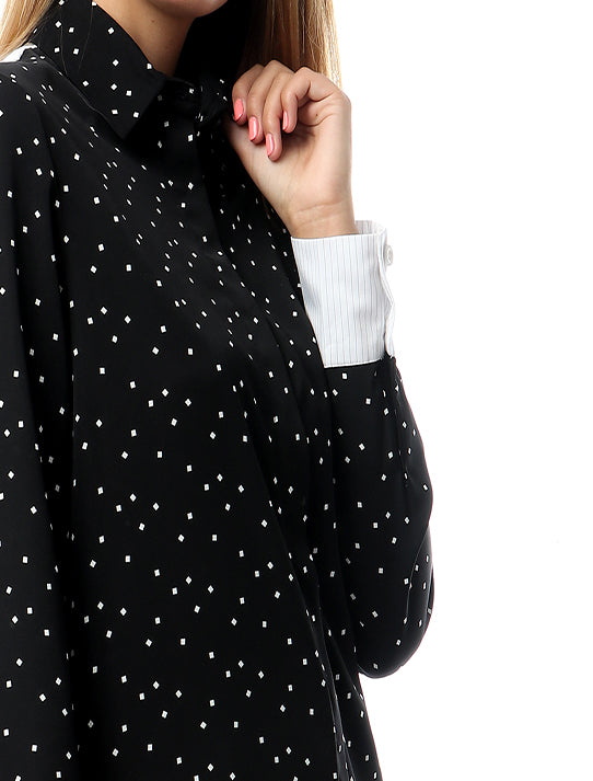 Contrast Dotted Pattern Blouse