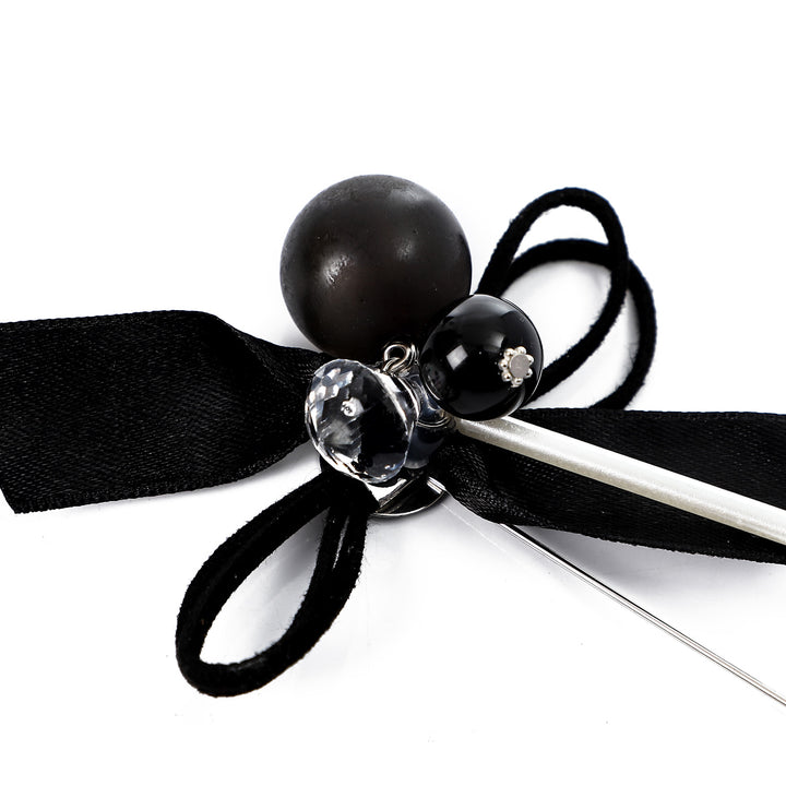 Black Pin Brooch With Pearl