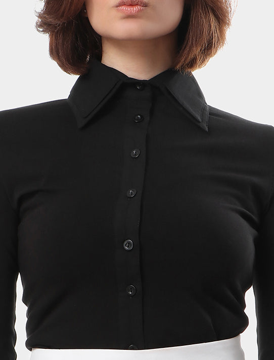 Classic Two Layered Collar & Folded Cuffs Blouse