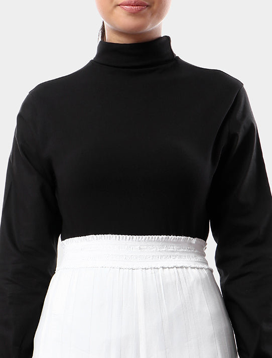 Turtleneck With Cotton Sleeves Blouse