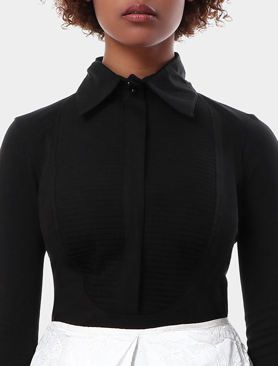 Classic Pleated Top & Folded Cuffs Blouse