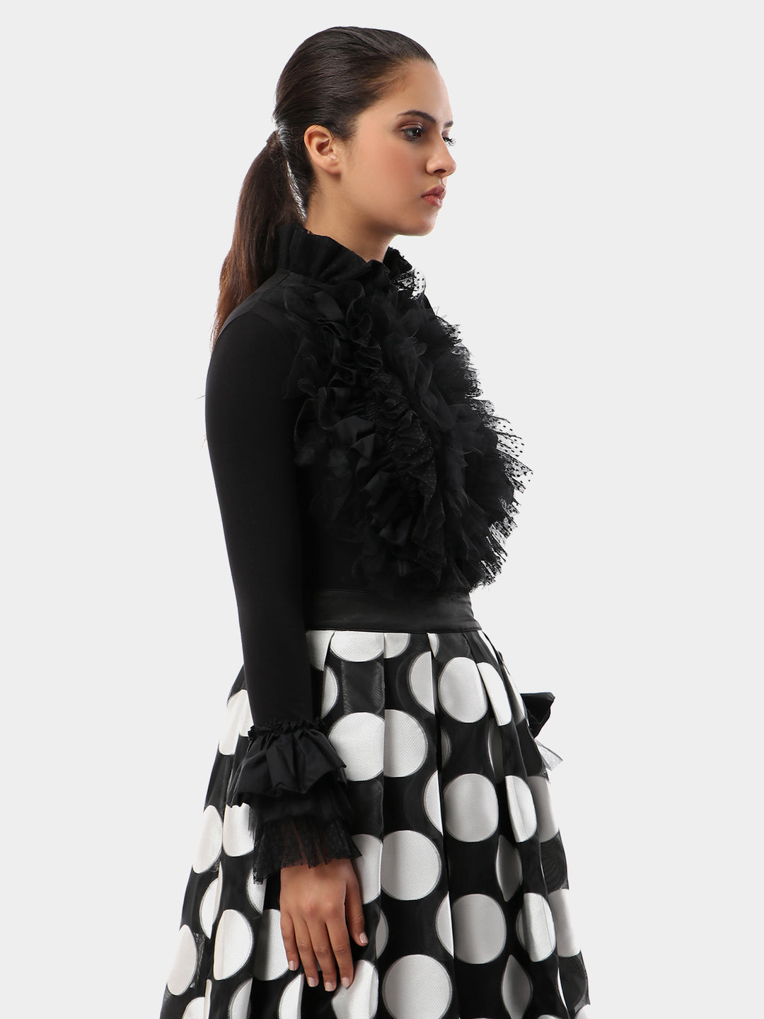 Ruffles With Tulle-Collar