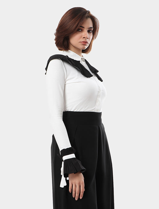 Classic White Pleated Collars And Cuffs