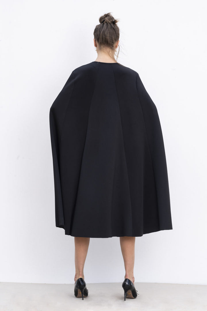 Cape With Side Trim And Cut Enhanced With Blue Splash
