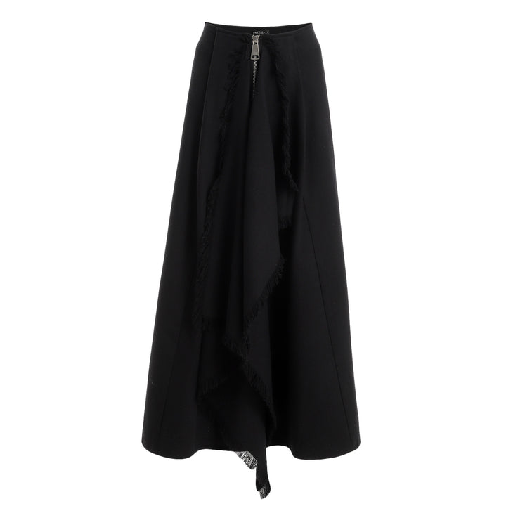 A-line Skirt With Ruffled Cut And Zip