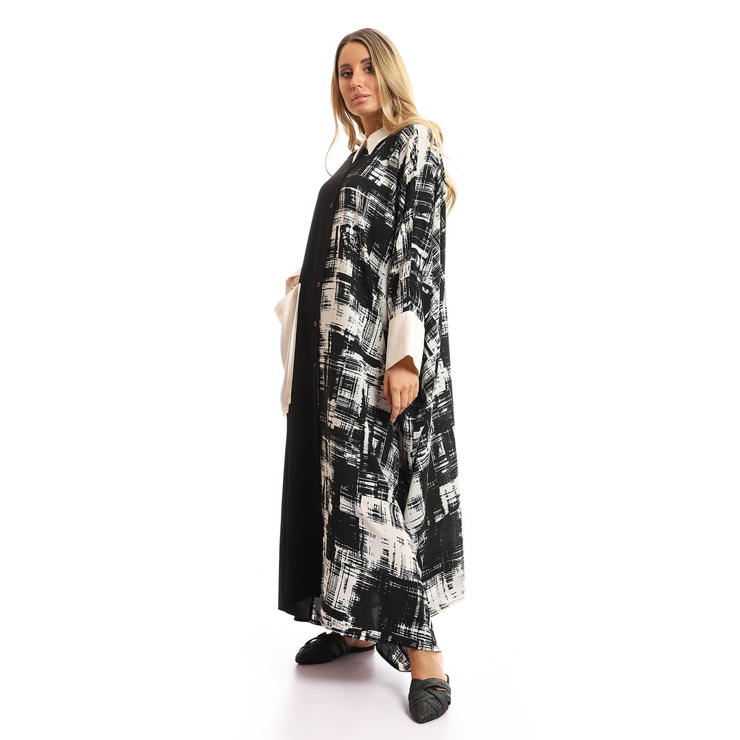 Mixed Pattern Oversize Kaftan Dress