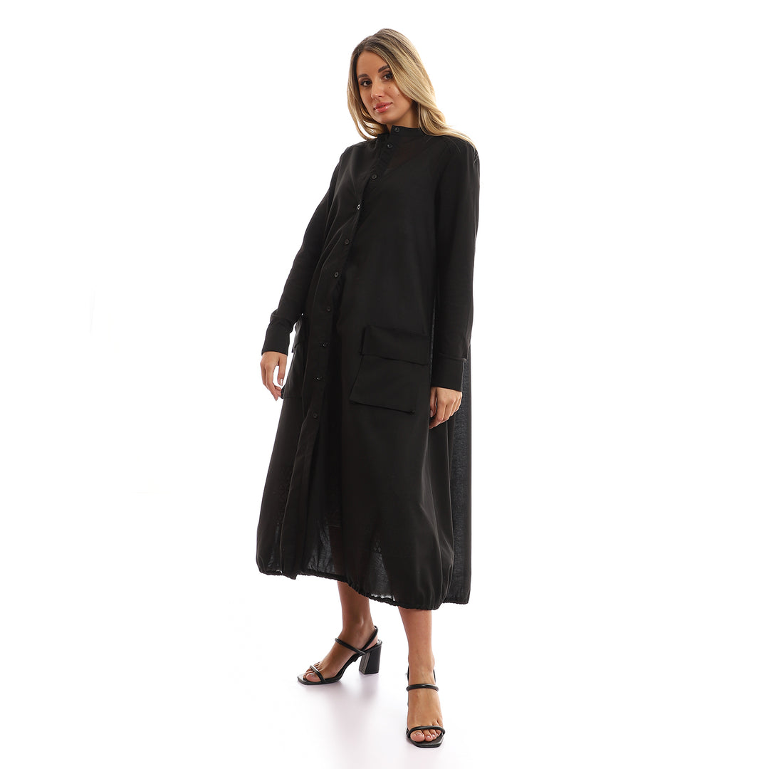 Maxi Shirt Dress With Two Front Pockets