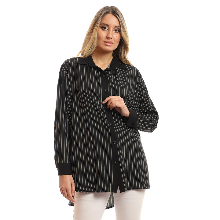Stripped Button Up Blouse