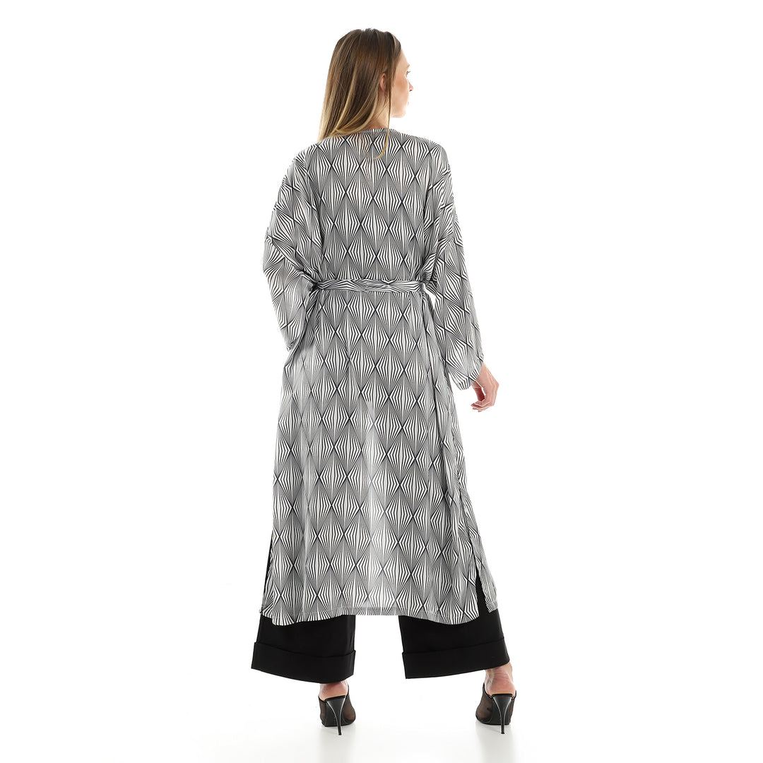 Long Silk Patterned Kimono