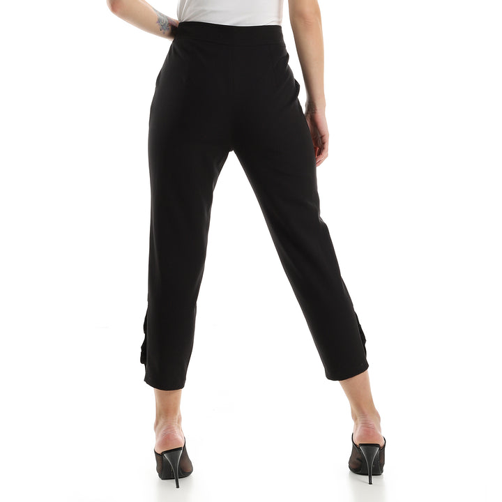 Straight Leg Pants With Middle Ruffled Trim