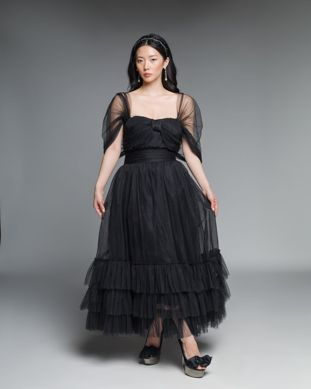 Dress With Tulle Ruffles