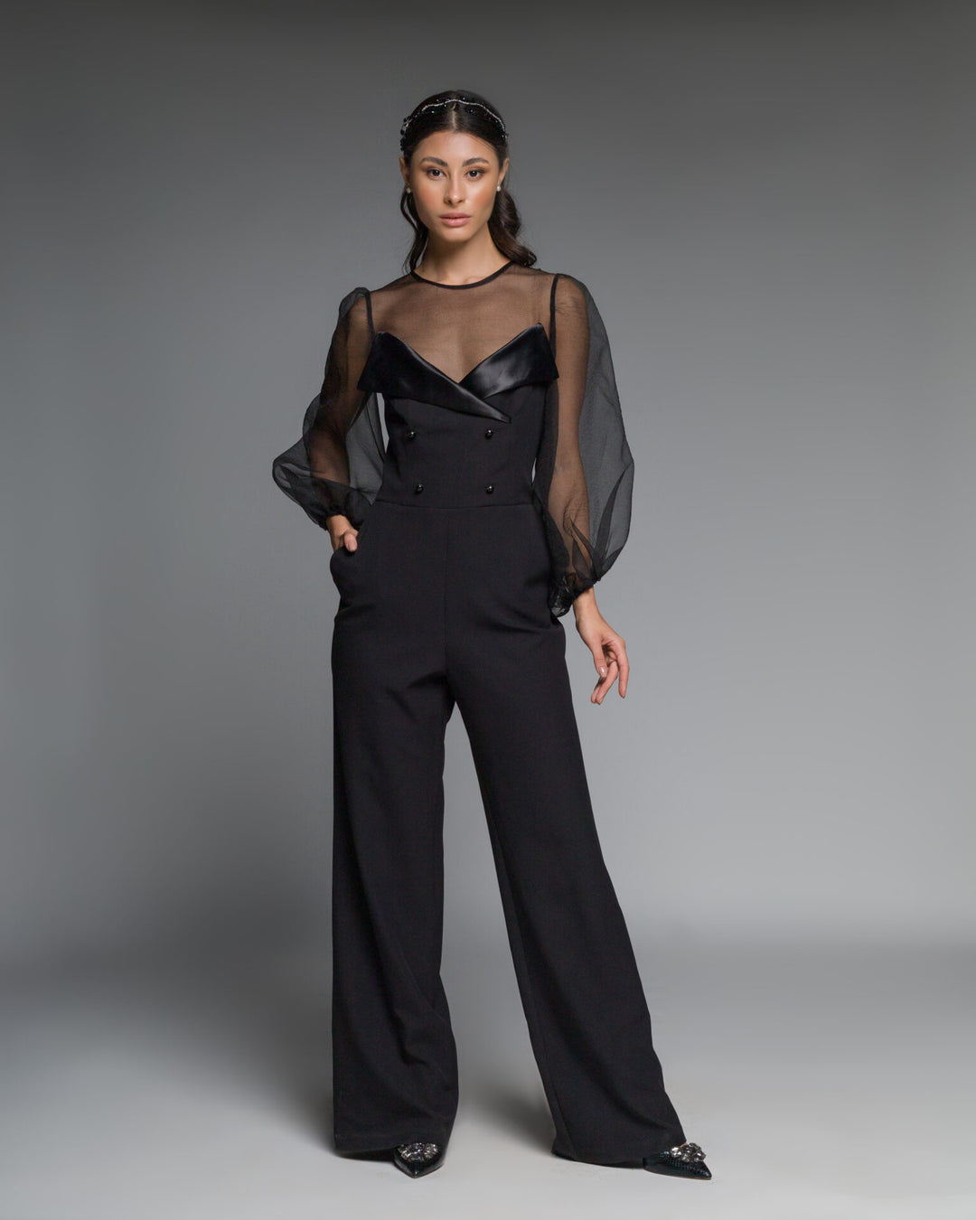 Jumpsuit Long Sleeves With Organza