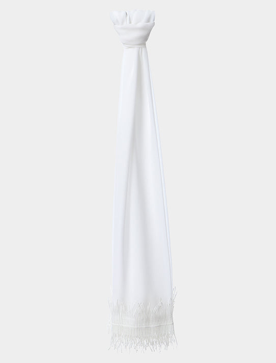 Crepe Chiffon Scarf With Fringes Trim