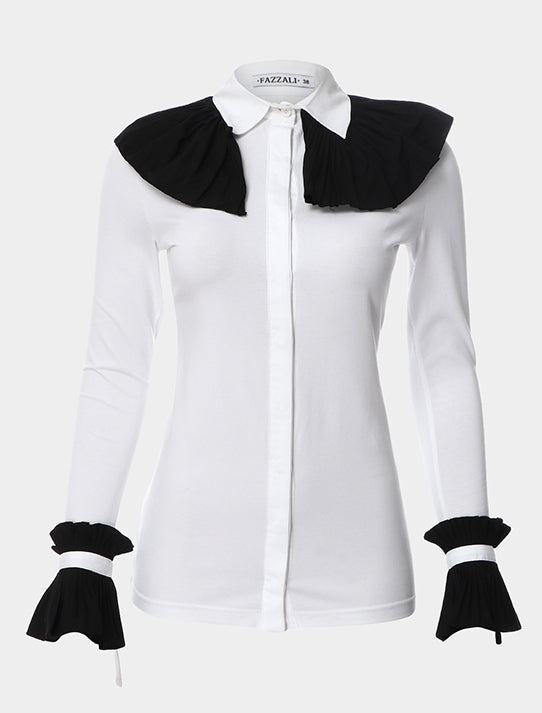 Classic White Pleated Collars And Cuffs